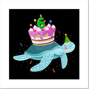 Turtle 6th Birthday 6 Years Old Turtles Reptiles Testudines Posters and Art